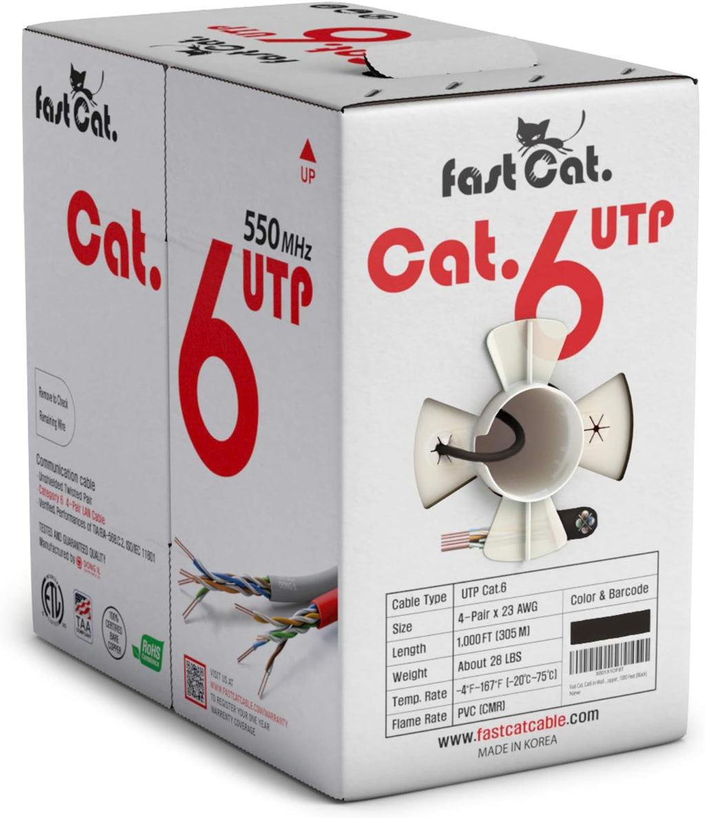 Cat6 Ethernet Cable 1000ft 23 AWG Solid Bare Copper Orange K805654