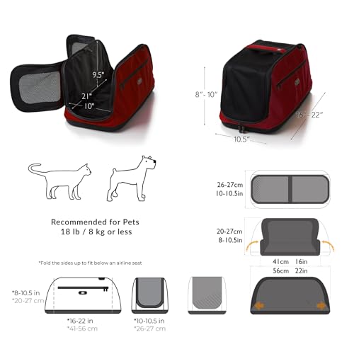 Airline Approved Pet Carrier for Cats and Dogs up to 18 lbs (Strawberry Red) U35686