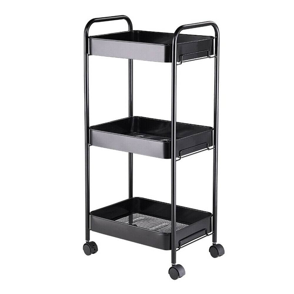Blue 3-Layer Mobile Utility Trolley with Casters H19717