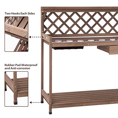 Wooden Potting Bench with Sink Storage P65100