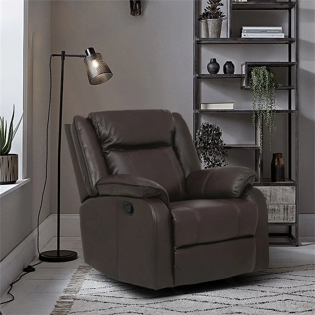 Brown Faux Leather Glider Reclining Chair O323763
