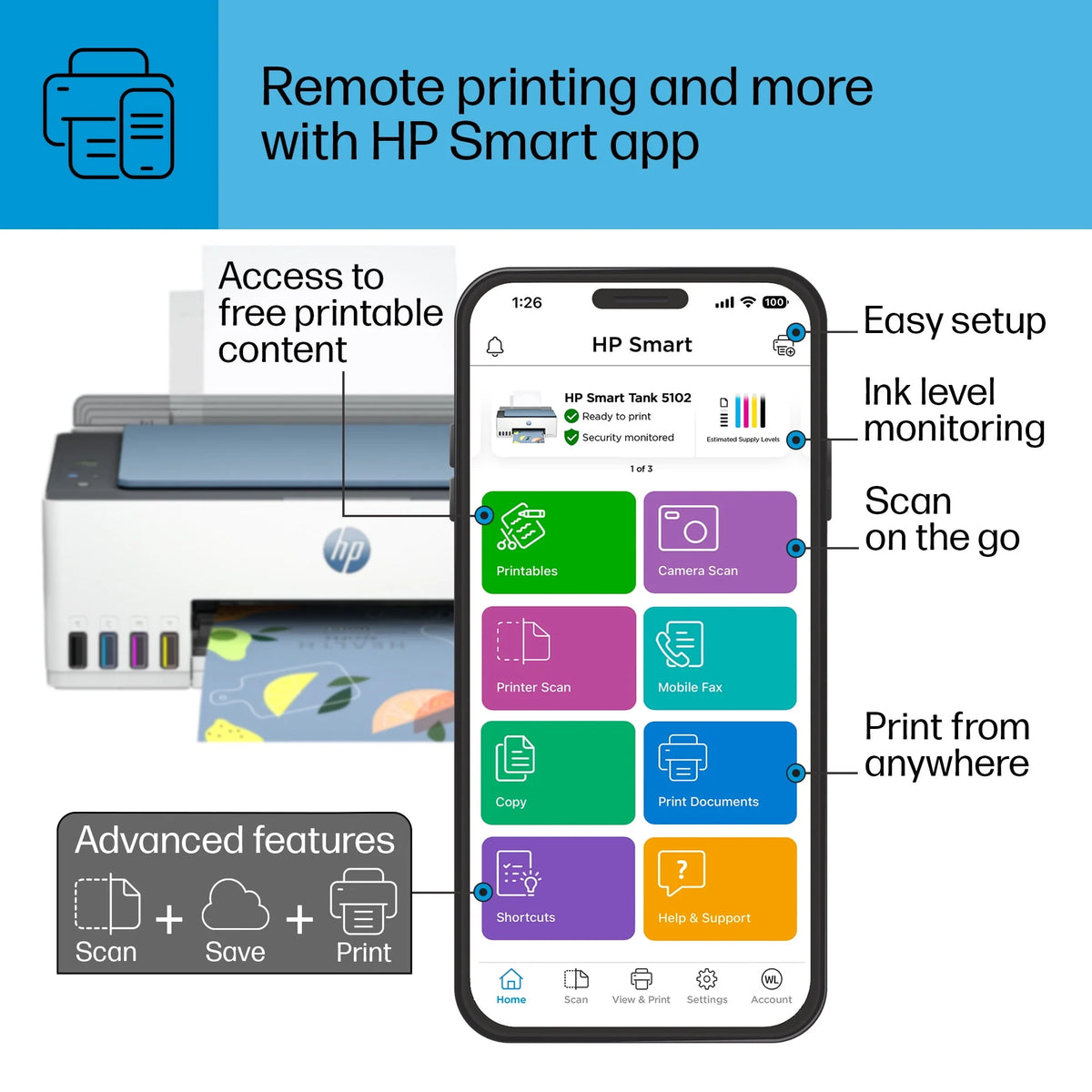 Wireless All-in-One Color Inkjet Tank Printer W708797