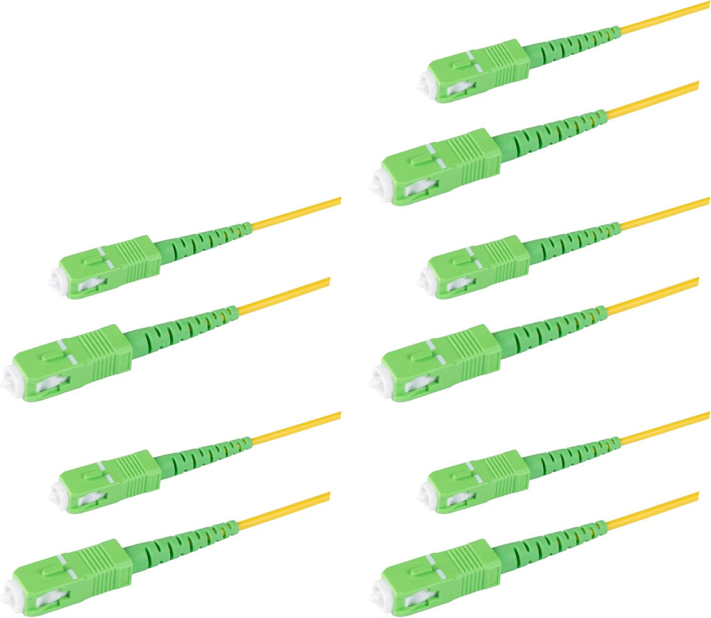 5-Pack 5 Meter SC/APC to SC/APC Simplex Riser OFNR Fiber Patch Cable T80876