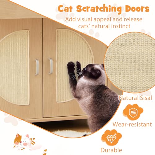 Natural Cat Litter Box Enclosure with Storage Shelf W91409