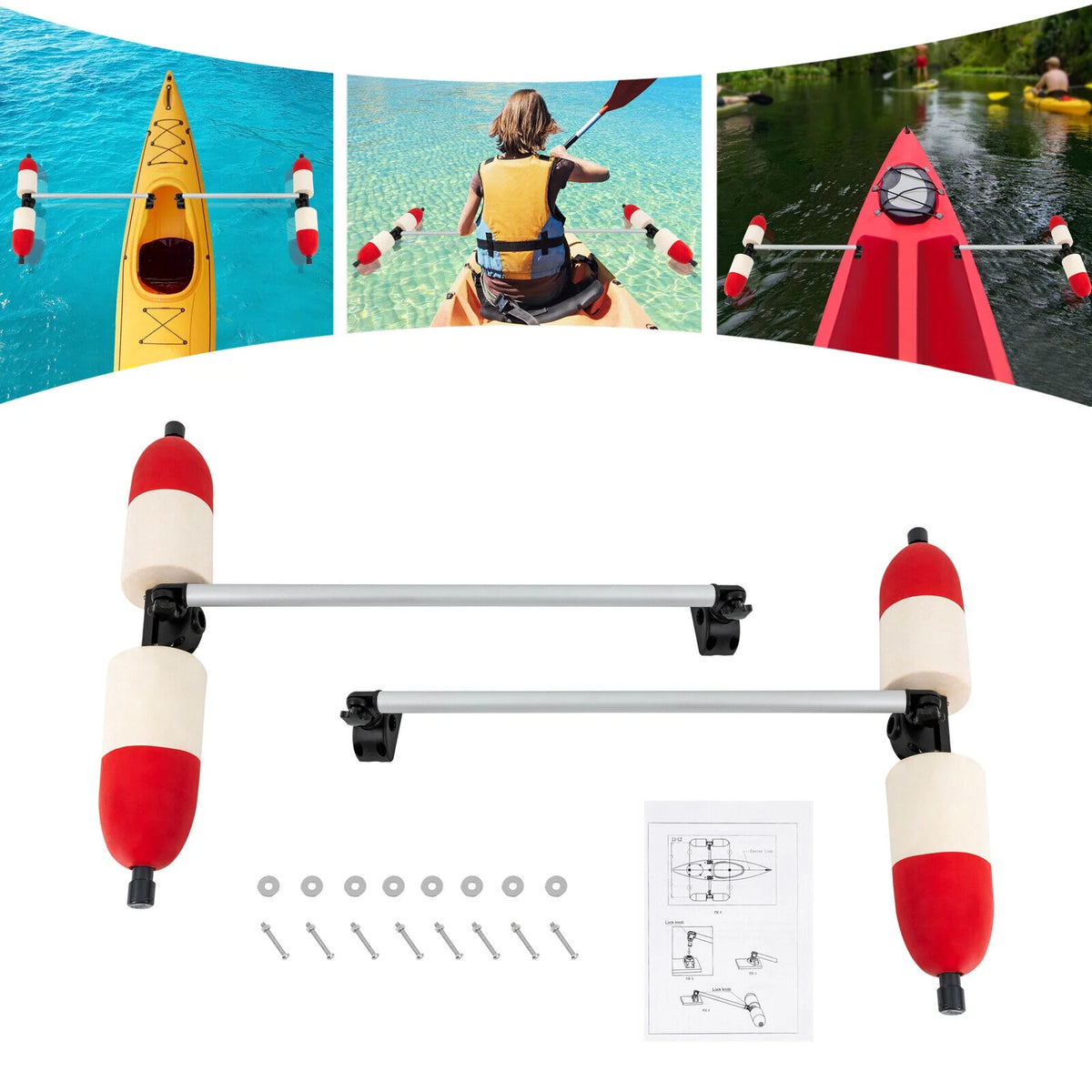 Kayak Canoe PVC Aluminum Stabilizer System Outrigger Arms Fishing Kit Y800126