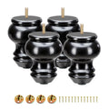4 Inches Turned Concave Solid Wood Furniture Legs with Adjustable Leveler J42199