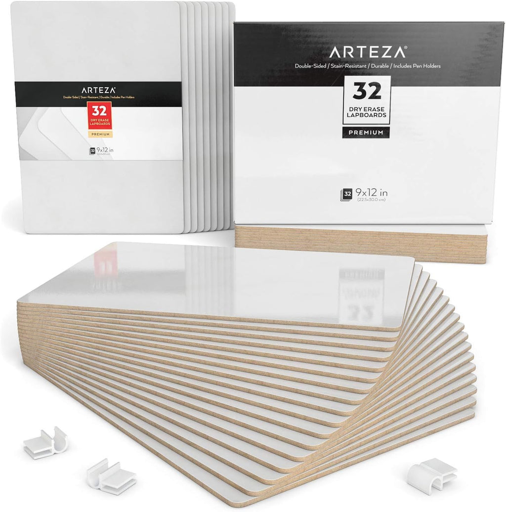 9x12 Inch Double Sided Dry Erase Whiteboards, Set of 32 F866