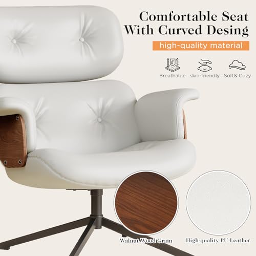 Black PU Leather Recliner Swivel Chair with Ottoman R612691