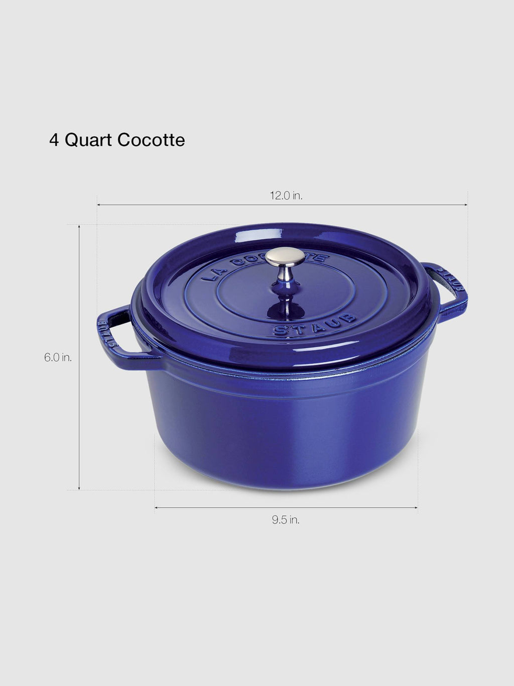 Dark Blue Cast Iron 4-Quart Round Cocotte Q1219