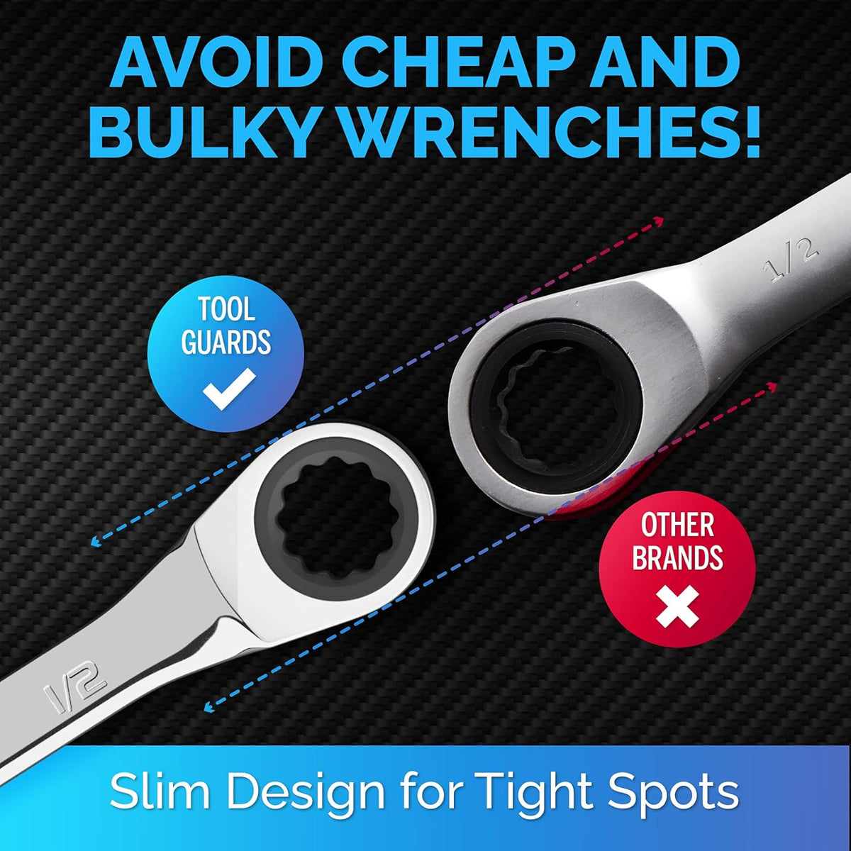 13 Pieces Slim Profile Ratcheting Wrench with Rack Organizer B188