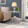 Chrome 2-Tier Acrylic Glass Top C Shape Side Table J1958