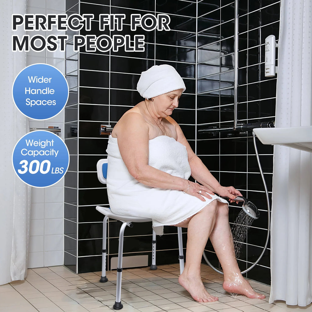 Bath and Shower Chair with Back and Padded Armrests, Height Adjustable U59334