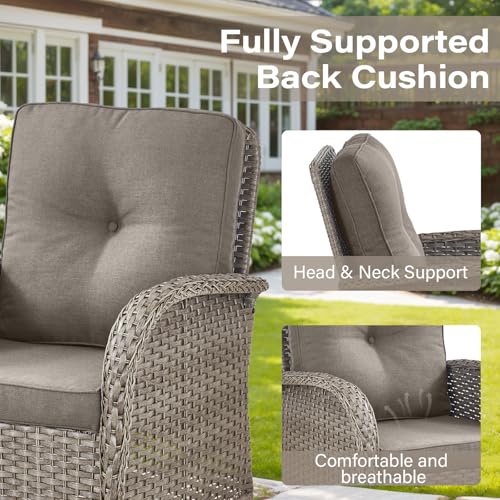 Brown Wicker High Back Patio Club Chair Set of 2 with Removable Cushions G921232