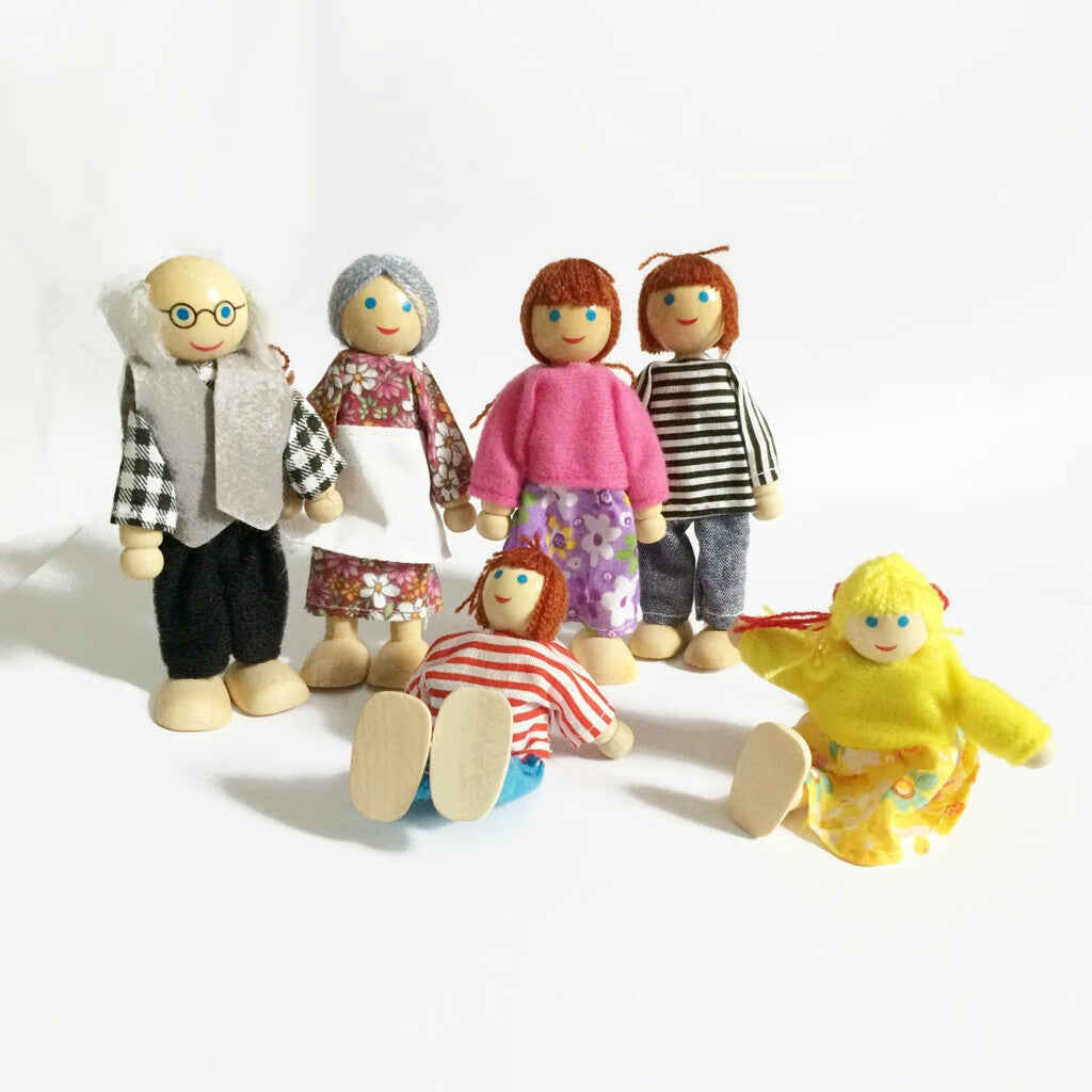 Miniature Doll Wooden Toy People 8 Furniture House Q371