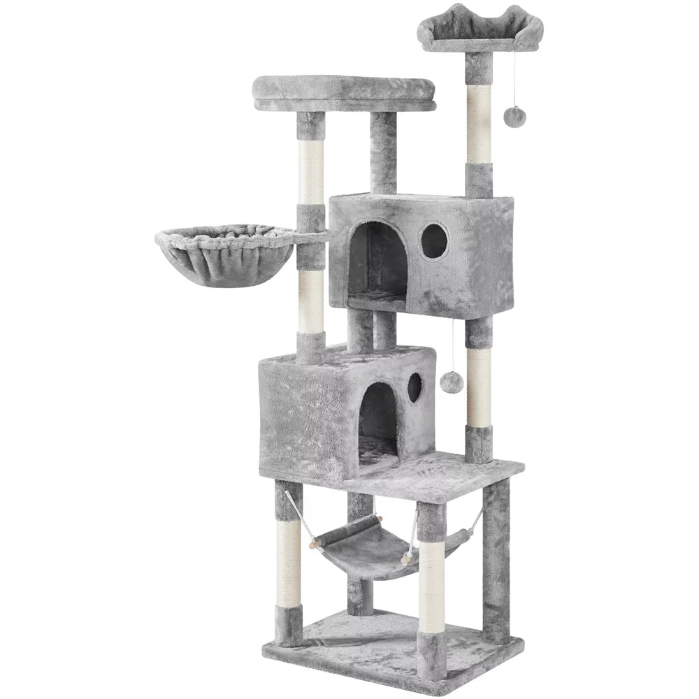 73''H Multilevel Cat Tree with 2 Condos & Scratching Posts U6460