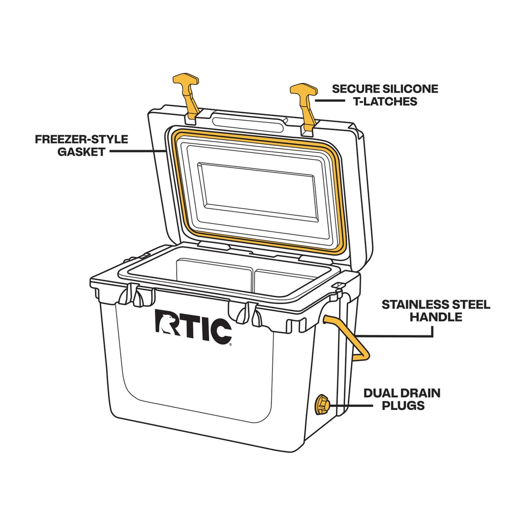 20 QT Hard-Sided Ice Chest Cooler, Tan E8199