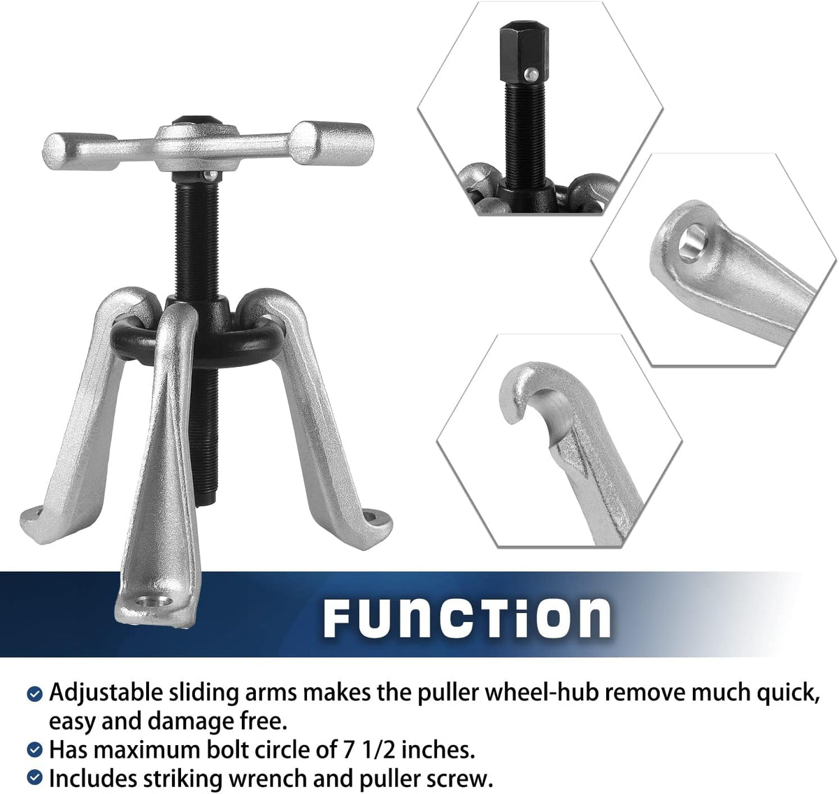 Universal Hub Puller Wheel Hub Removal Tool T307
