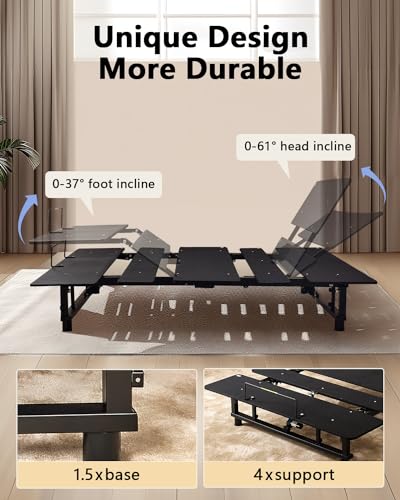 Queen Adjustable Bed Base Frame Black Metal D251