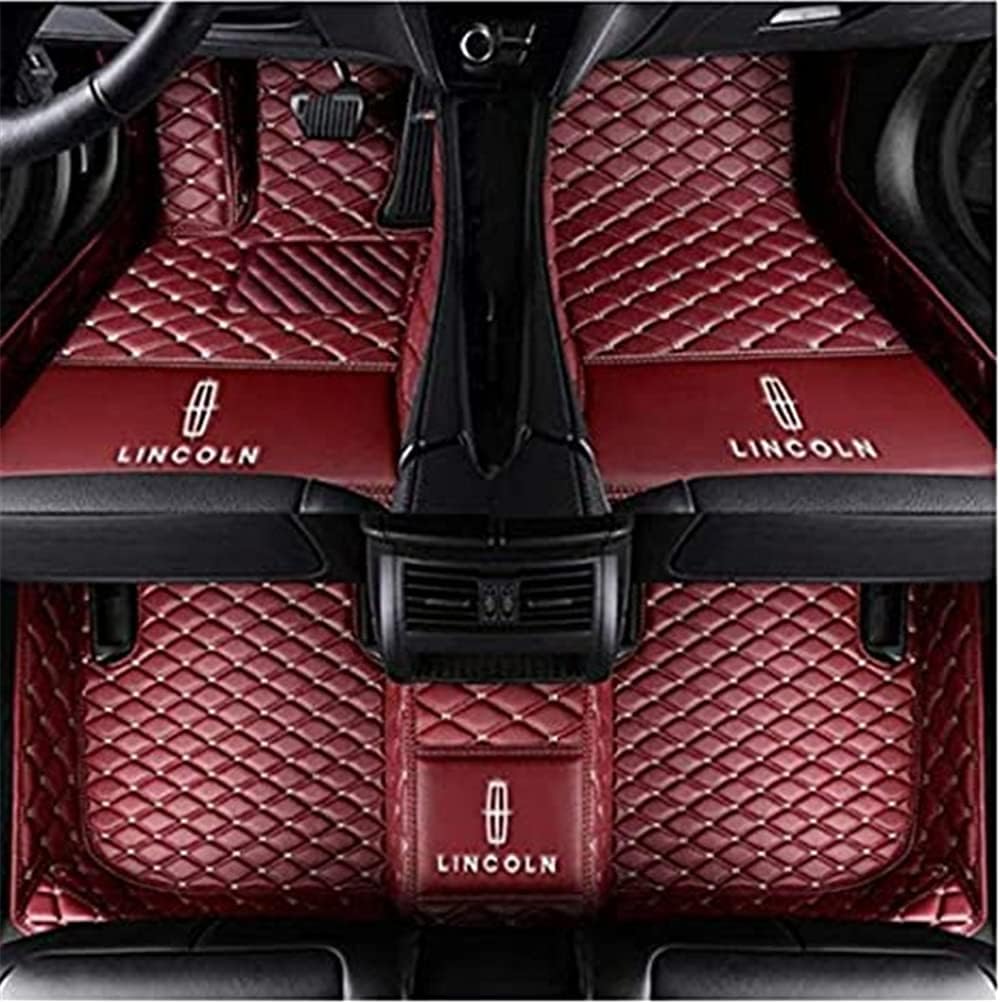 Custom Luxury Leather Floor Mat for Lincoln MKZ (Black and Beige) B808