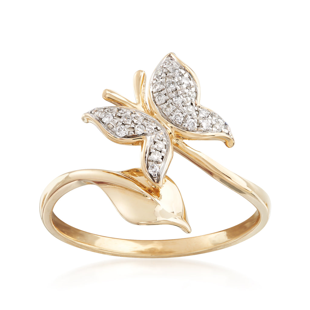 14kt Yellow Gold Diamond Butterfly Ring J820472