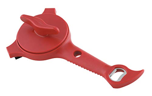 5-in-1 Multi-Purpose Strain-Free Opener for Jars, Bottles and Ring-Pull Cans, Red M6639