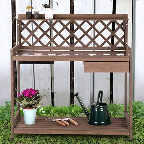 Wooden Potting Bench with Sink Storage P65100