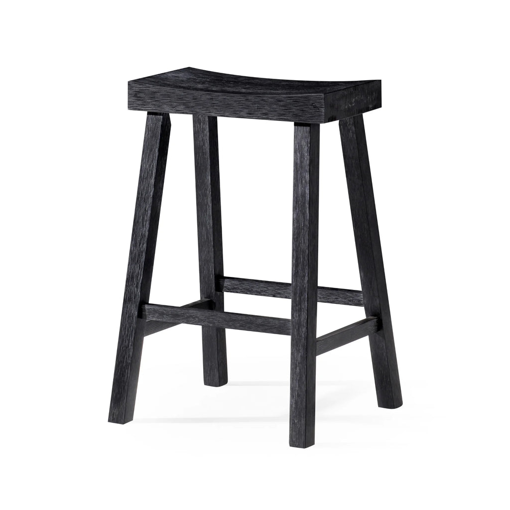 Antiqued Black Wooden Counter Stool C927