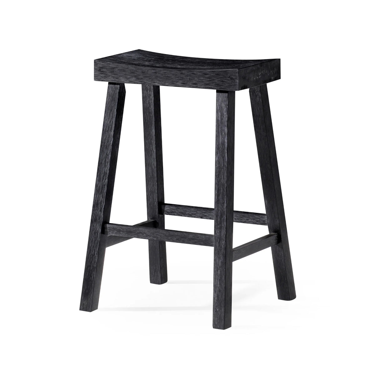 Antiqued Black Wooden Counter Stool C927