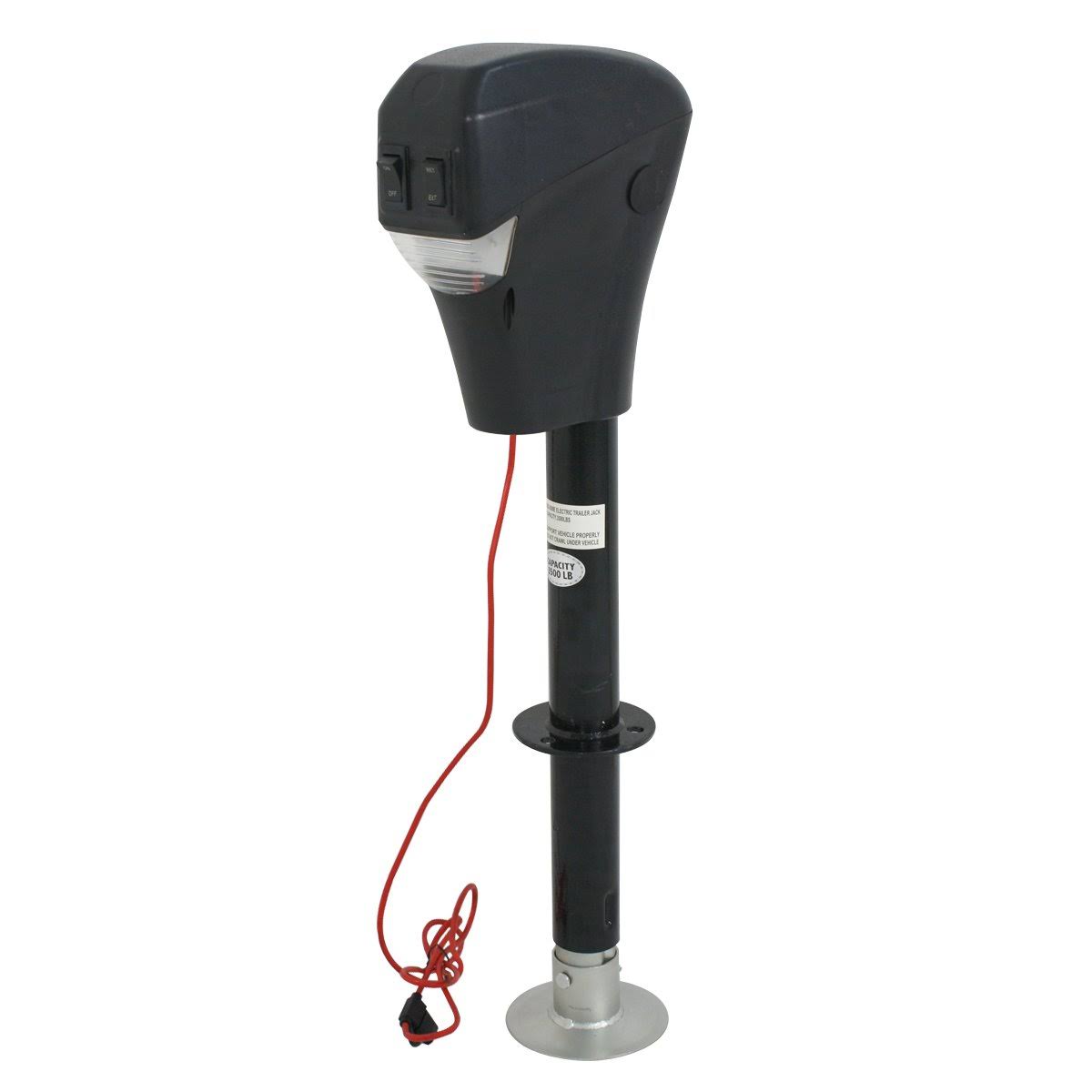 Black Height Adjustable Electric Trailer Jack 3500 lb Capacity 12V L12755