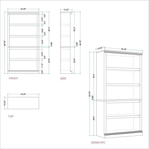 5 Shelf Bookcase with 3 Adjustable Shelves in Salt Oak Z8468