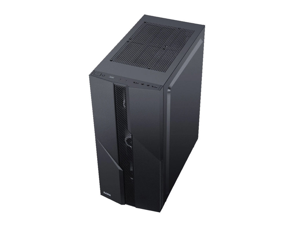 Black USB3.0 Steel Tempered Glass ATX Mid Tower Computer Case with Tempered Glass Panel and 4 x 120mm Fans H2040