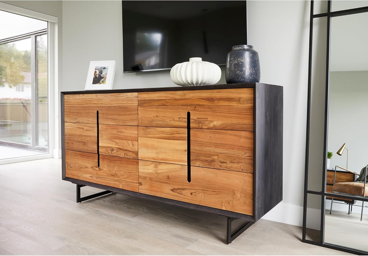 6 Drawers Solid Mango Wood Dresser Light Brown A99815