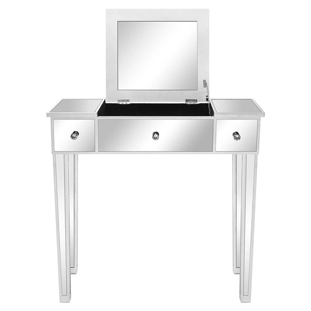 Wood Vanity Table with Flip-top Mirror 3 Drawers S787
