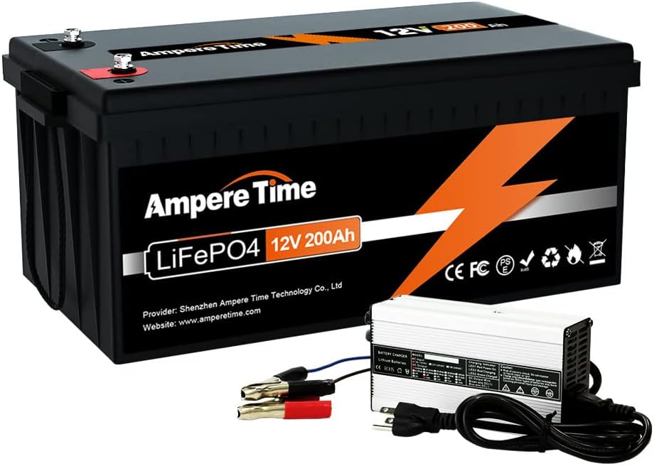 12V 50Ah LiFePO4 Battery with 14.6V 10A Lithium Battery Charger, 50A BMS P65256