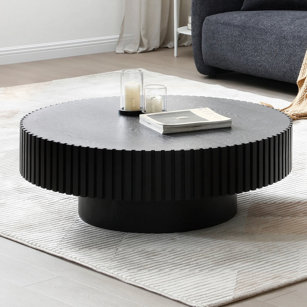 Black MDF Round Coffee Table Q210344