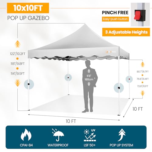 10x20 Pop Up Canopy Tent with 6 Sidewalls, Wheeled Bag & 4 Sandbags, White L399