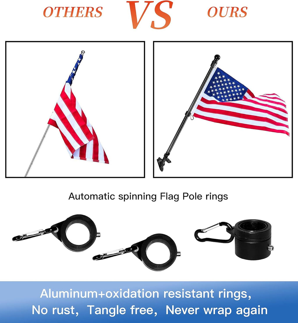 Black Carbon Fiber Flag Pole with Wall Mounted Holder L2718