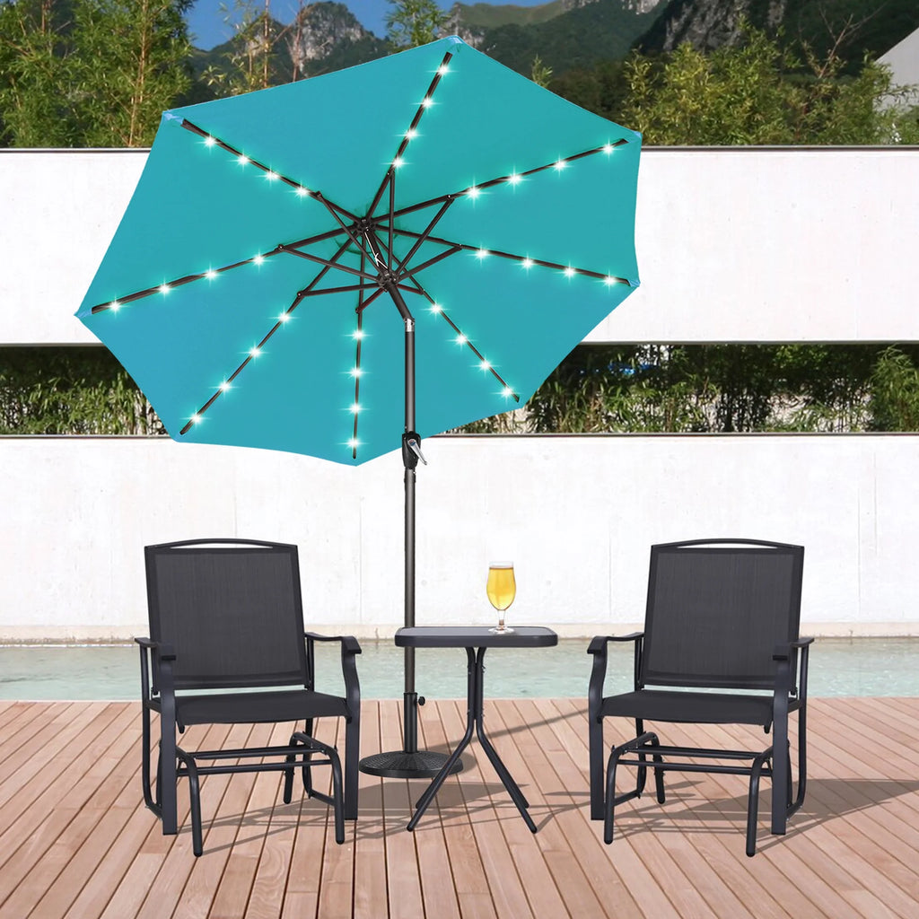 Turquoise Patio Solar Umbrella with Tilt and Crank S308786