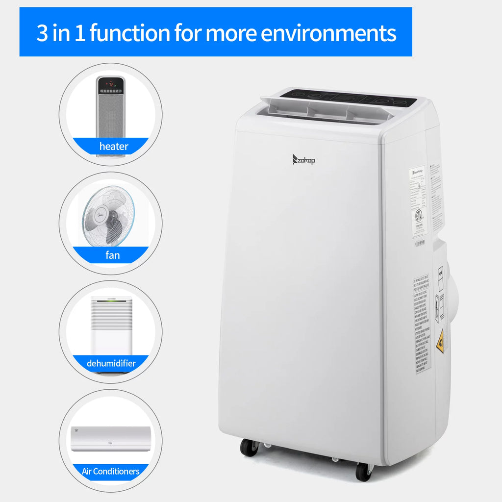 13000BTU Portable Air Conditioner Cooling Heating Dehumidification Fan W7536