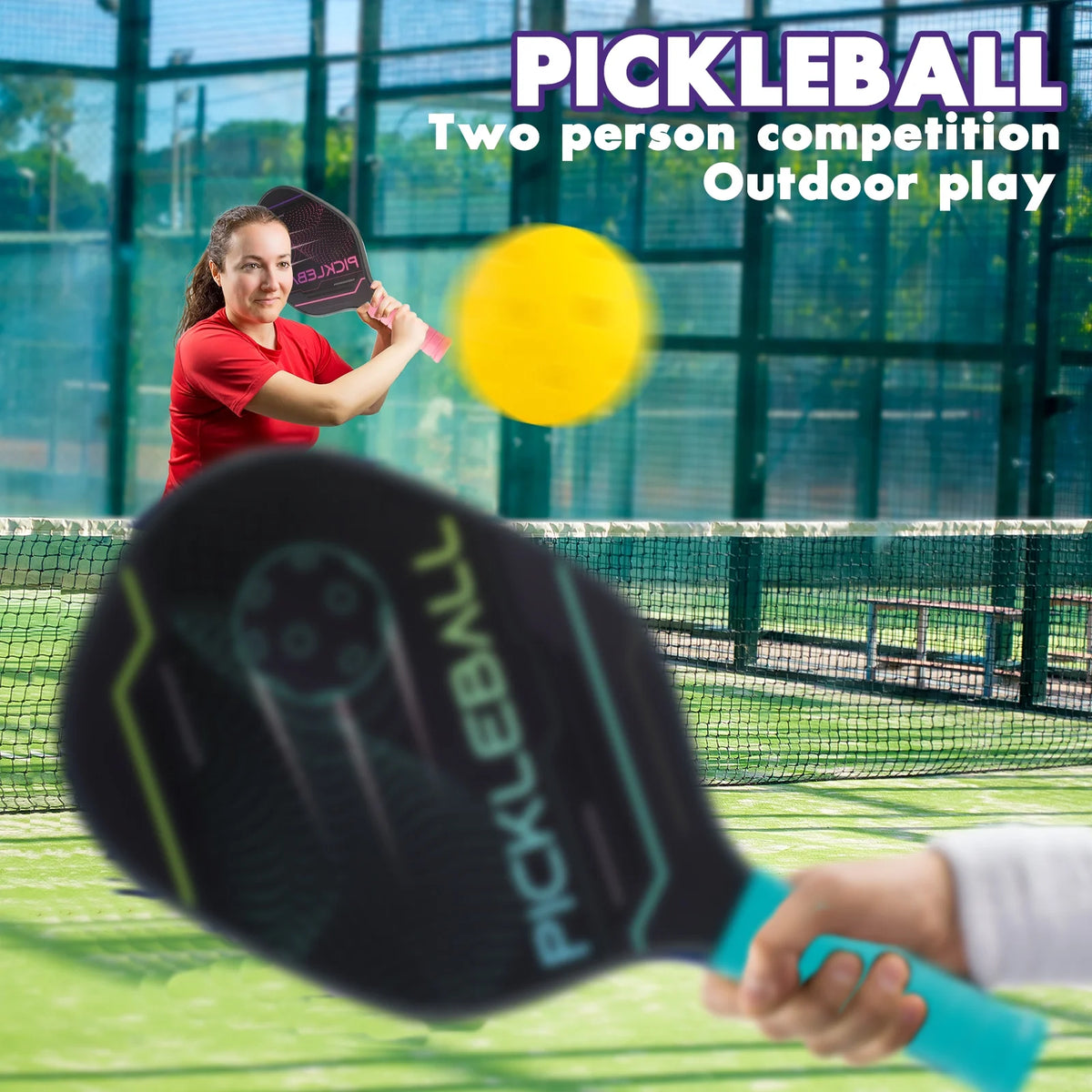 Pickleball Paddles Set of 2 with 4 Balls and Bag R930