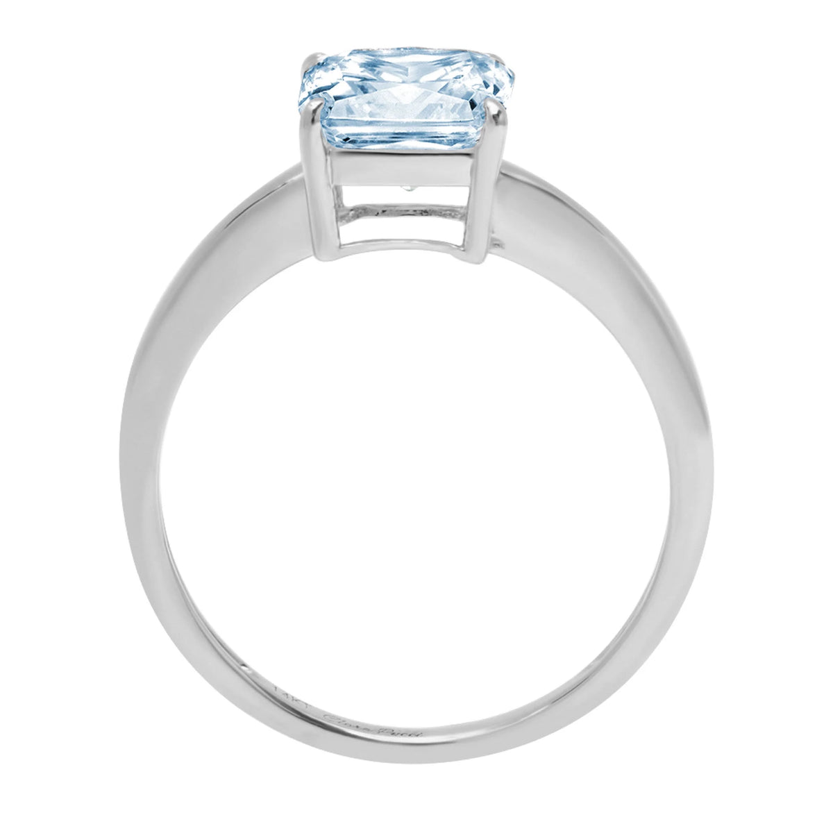 2.0ct Asscher Cut Blue Simulated Diamond 18k White Gold Solitaire Ring Size 3.5 W3291