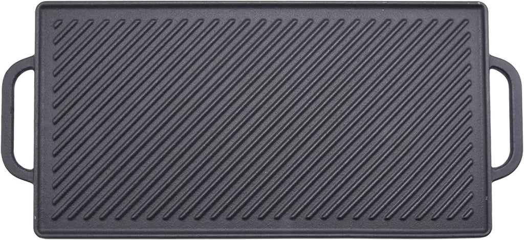 Cast Iron Reversible Grill Griddle, Non-Stick Double Sided Grill Pan with Handles 15 Inch x9 Inch I500528