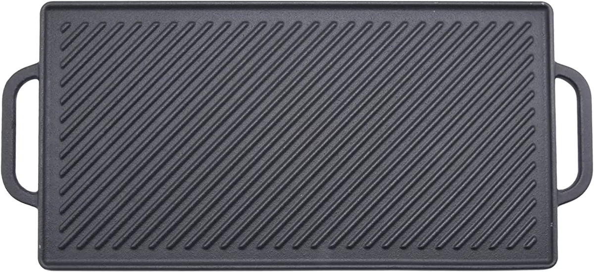 Cast Iron Reversible Grill Griddle, Non-Stick Double Sided Grill Pan with Handles 15 Inch x9 Inch I500528