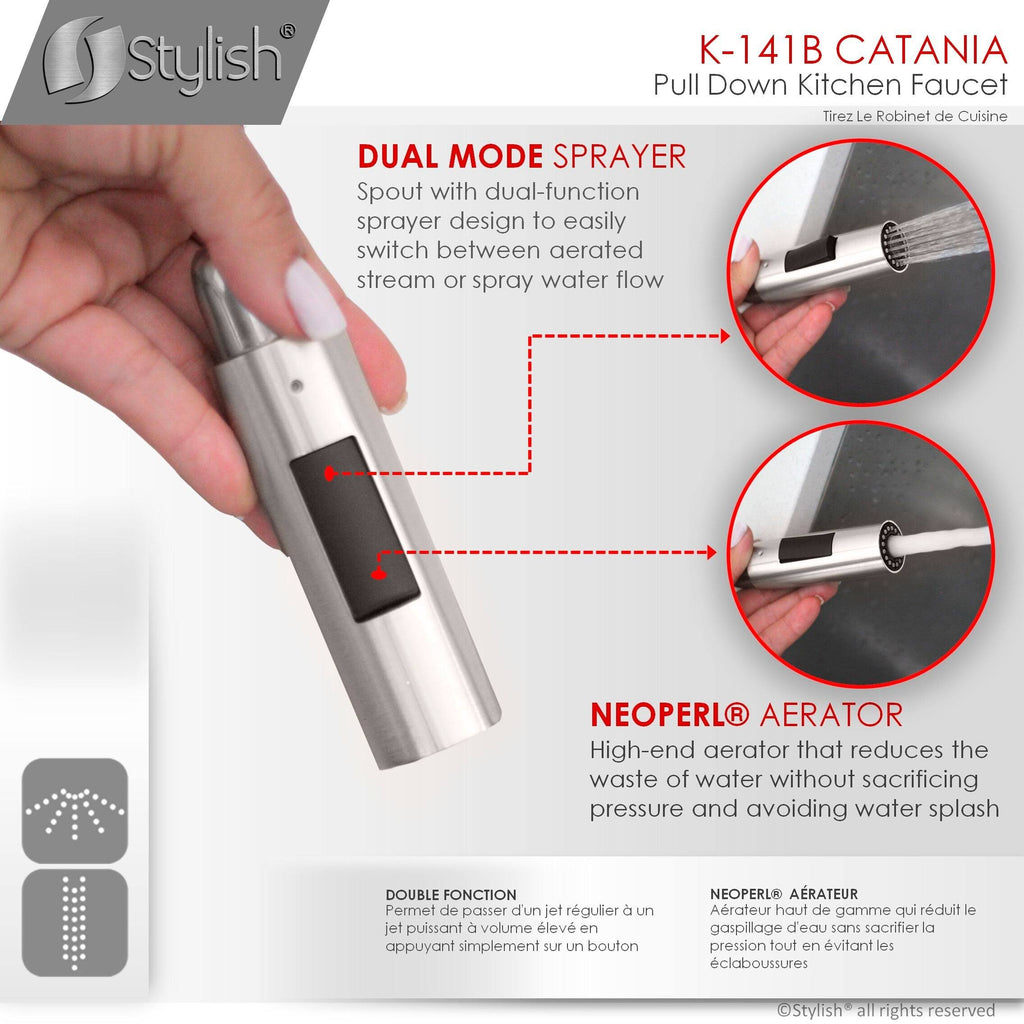 Brushed Nickel Pull Down Single Handle Kitchen Faucet N415