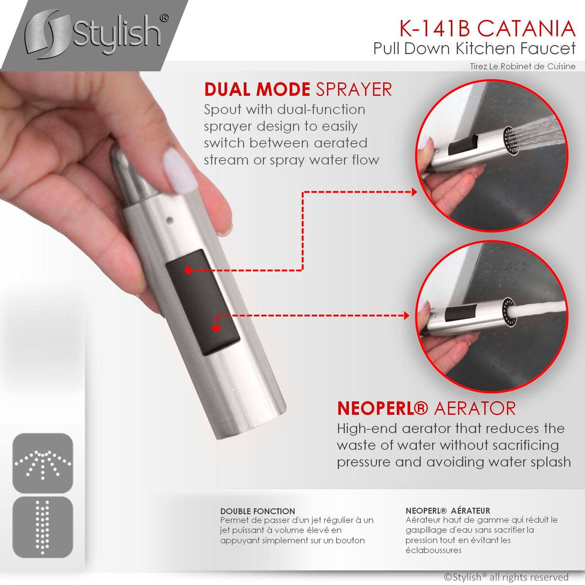 Brushed Nickel Pull Down Single Handle Kitchen Faucet N415