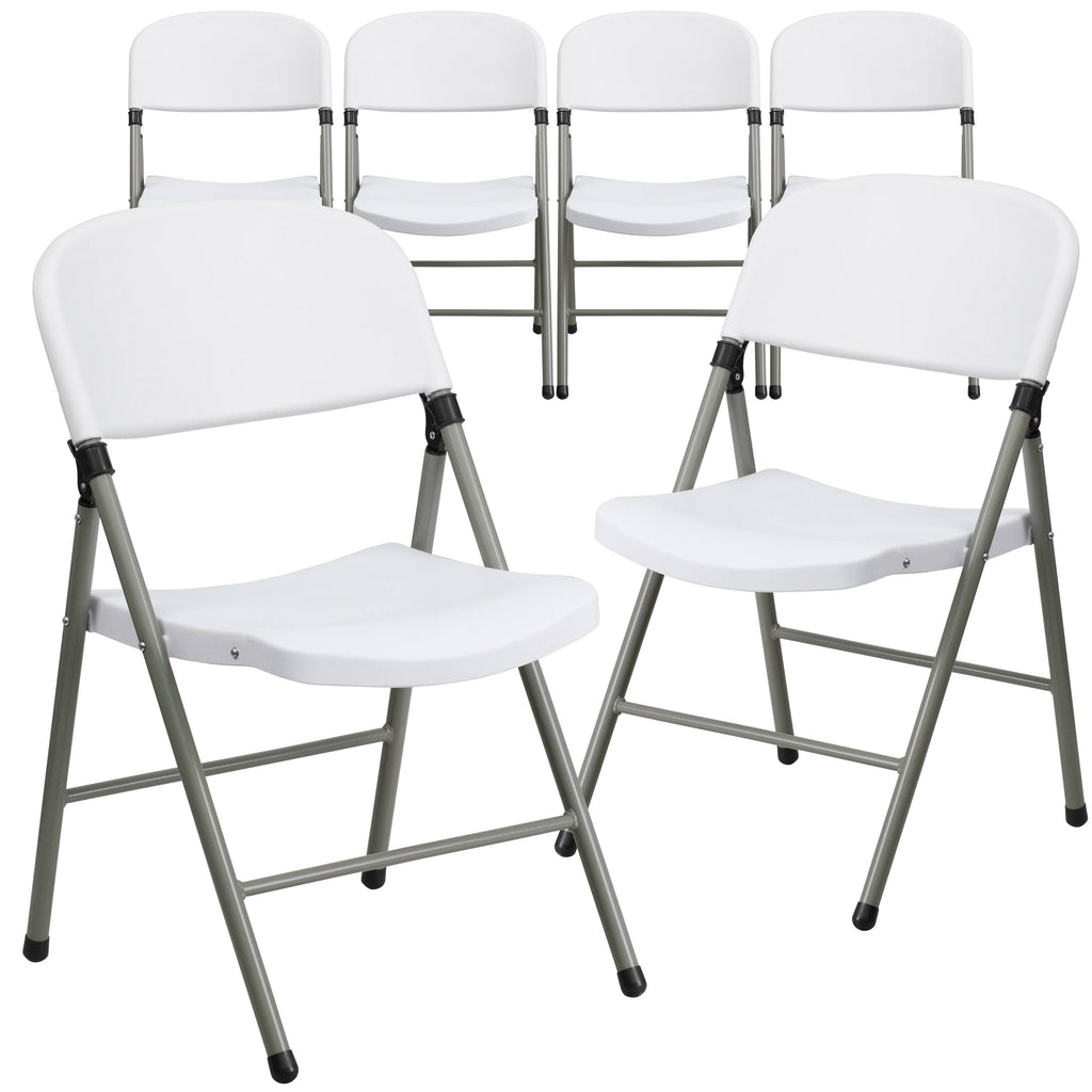 6pk 330 lb. Capacity White Plastic Folding Chair N345