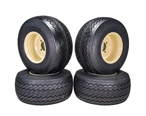 Set of 4 18x8.5-8 Beige Golf Cart Wheels and Tires Combo S476954
