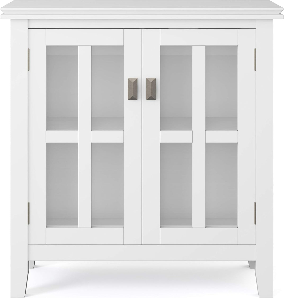 White 30 inch Low Storage Cabinet with 2 Glass Doors Y671