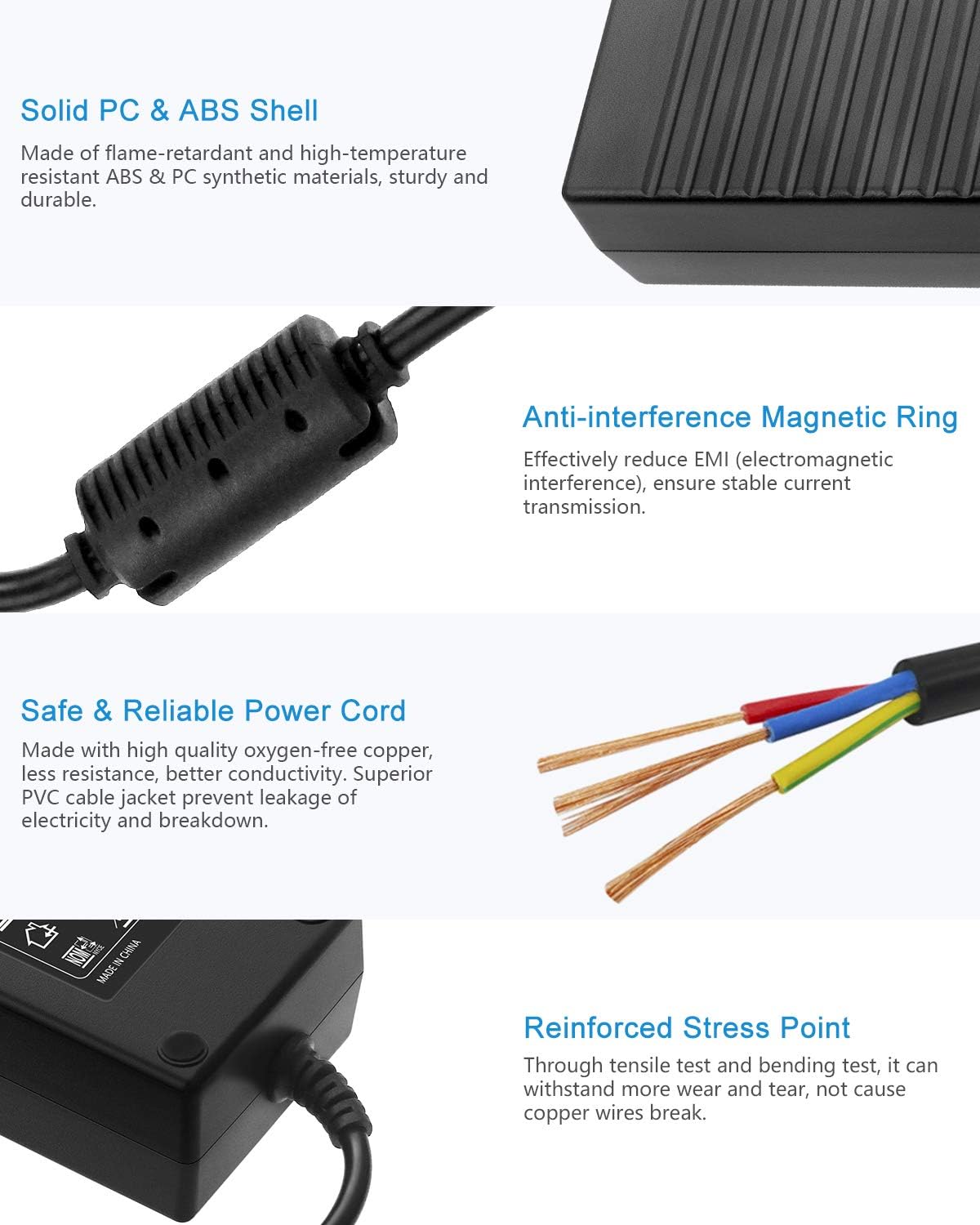 12V 10A 120W AC to DC Power Supply Adapter with 5.5x2.5mm Plug, Pack of 5 F288