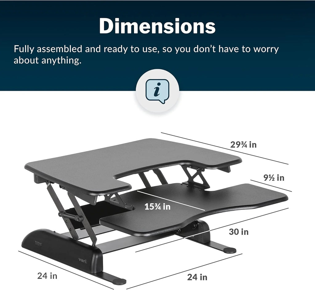 Black Two-Tier Height Adjustable Standing Desk Converter O79013